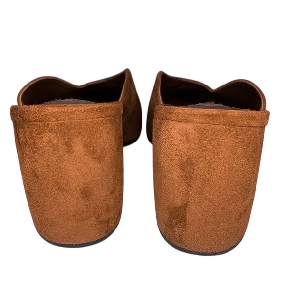 Prada Suede V-Notch Mules Size 39 Brown Pointed Toe Block Heel Slip-On Shoes - Picture 6 of 10
